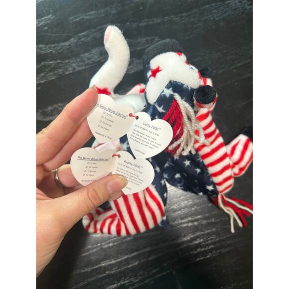 Ty Beanie Babies Pair- Political Party Lefty Righty- with tags- good condition - Picture 4 of 6